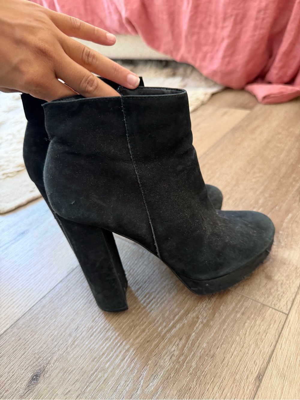 Aldo Black Suede Platform Ankle Booties